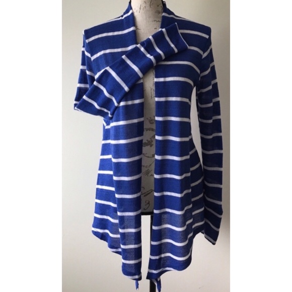 Pure Karma Sweaters - {Pure Karma} Royal Stripe Wrap Knit Cardigan